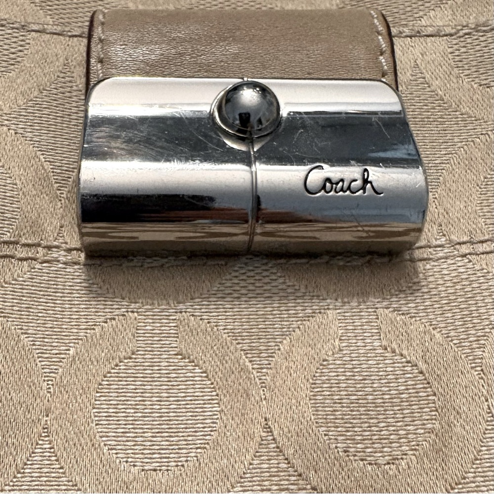 COACH Kristen 43735 Tan Signature Canvas and Leather Crossbody Handbag - Picture 3 of 5